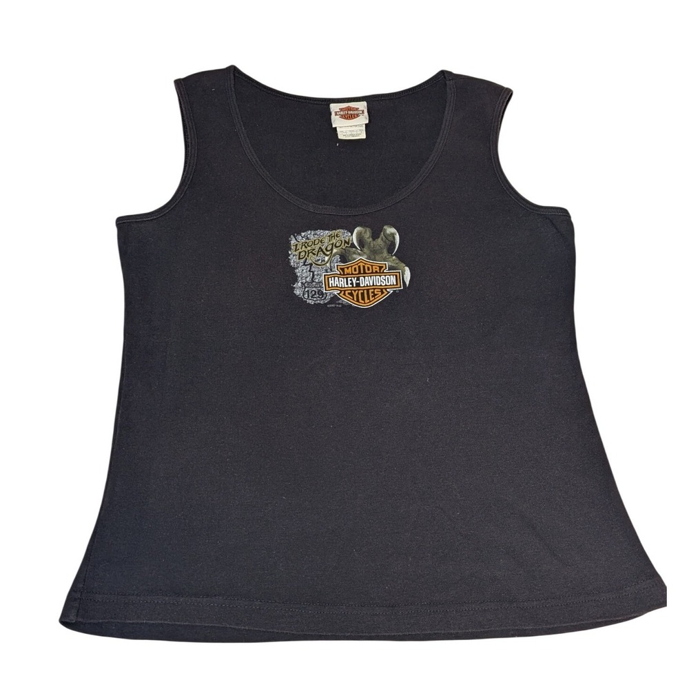 Harley-Davidson Tank Top Womens Large Black I Rode The‎ Dragon Route 129